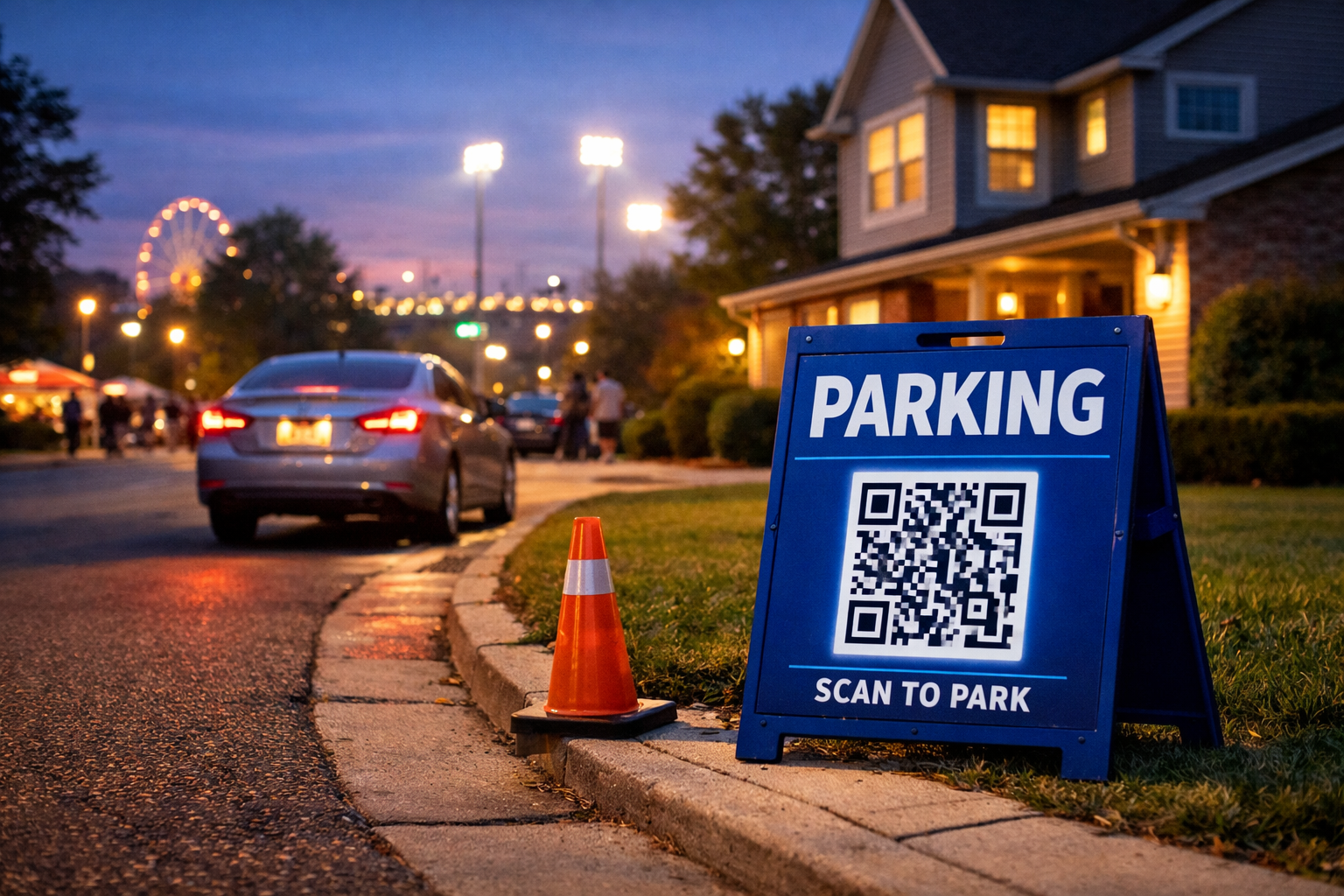 A professional Spotlink yard sign placed clearly at the edge of a driveway